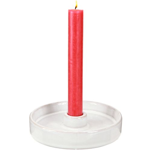 Article Bougeoir céramique Blanc Bougies chandelles Ø13cm 2pcs