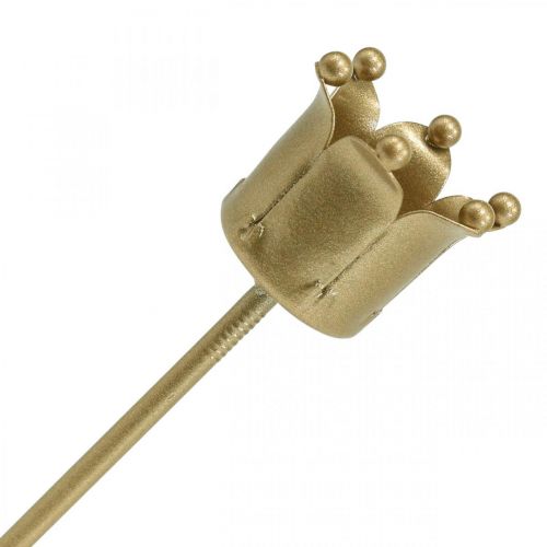 Article Bougeoir couronne doré, bougeoir bâton métal 4 pcs