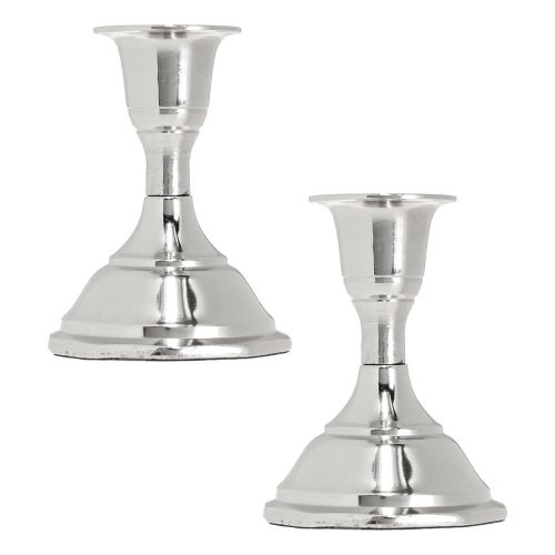 Article Bougeoir métal argenté bougeoir bâton H9,5cm 2pcs