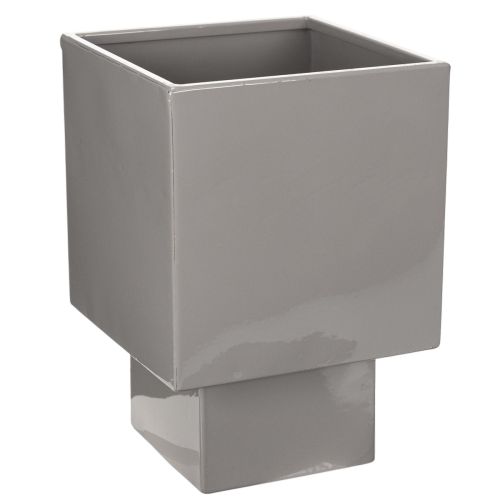Pot décoratif carré en métal gris avec socle intégré 22 cm