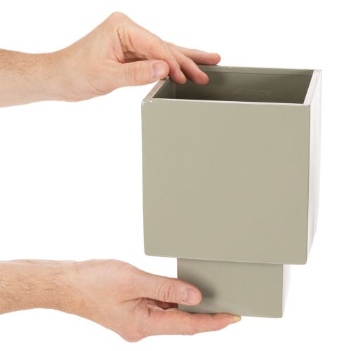Cache-pot cube en métal vert 22 cm avec support surélevé | Floristik24.fr
