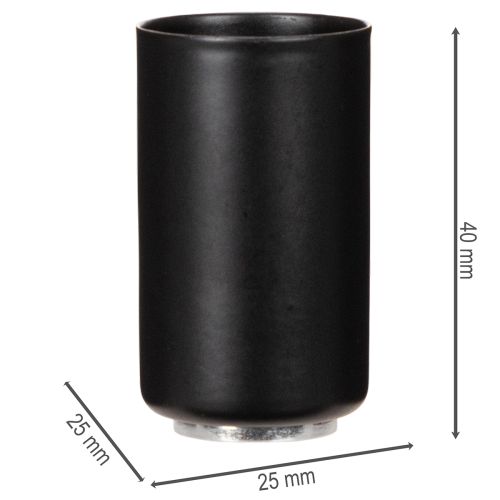 Porte-bougie magnétique rond, noir mat, pour bougies coniques de 25 mm, lot de 4 | Floristik24.fr