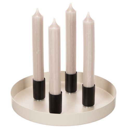 Porte-bougie magnétique rond, noir mat, pour bougies coniques de 25 mm, lot de 4 | Floristik24.fr