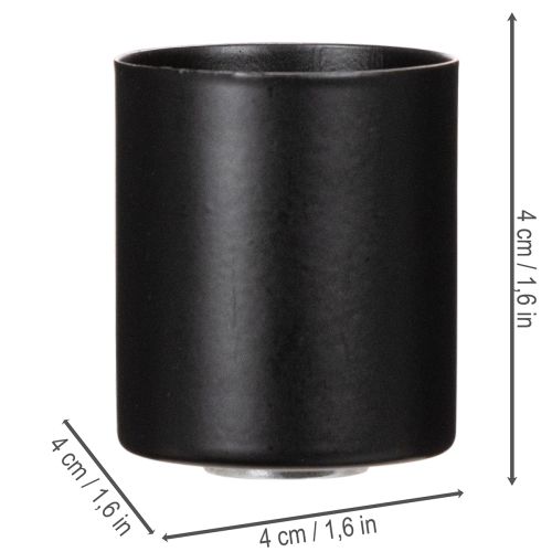 Set de 4 bougeoirs magnétiques en métal noir mat pour bougies de 3,4 cm | Floristik24.fr
