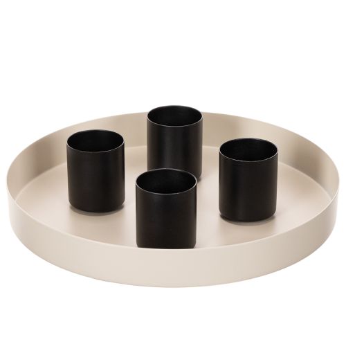 Set de 4 bougeoirs magnétiques en métal noir mat pour bougies de 3,4 cm | Floristik24.fr