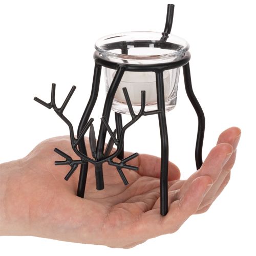 Porte-bougie renne avec verre pour bougie chauffe-plat, 15 cm | Floristik24.fr