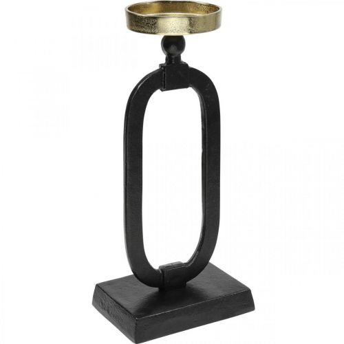 Bougeoir noir doré décoratif en fonte Ø10,5cm 36cm