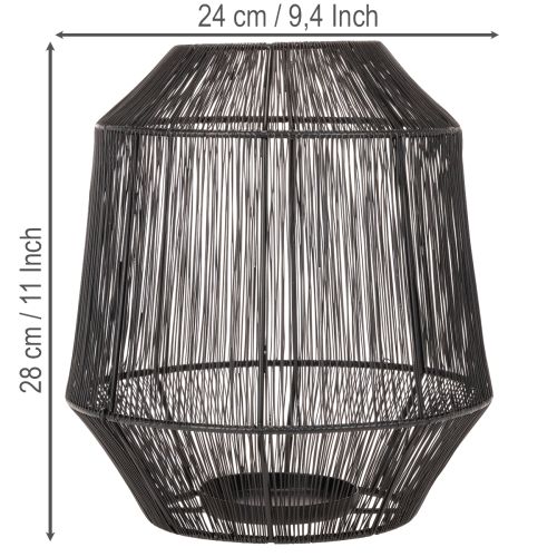 Bougeoir noir, lanterne décorative, panier en fil de fer, Ø 24 cm, H 28 cm | Floristik24.fr