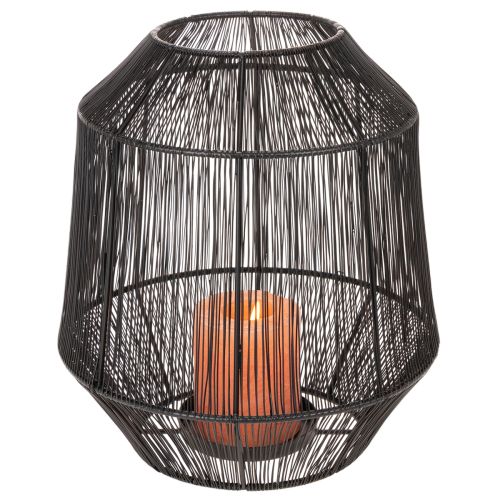Bougeoir noir, lanterne décorative, panier en fil de fer, Ø 24 cm, H 28 cm | Floristik24.fr