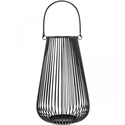 Article Bougeoir lanterne décorative noire avec anse Ø22cm H34cm