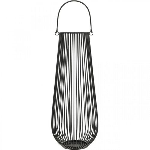 Article Bougeoir lanterne décorative noire avec anse Ø22cm H52cm