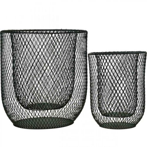 Article Bougeoir panier fil métal noir Ø23cm/16cm lot de 2