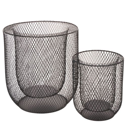 Bougeoir en fil de fer noir, Ø 28,5/18 cm, lot de 2