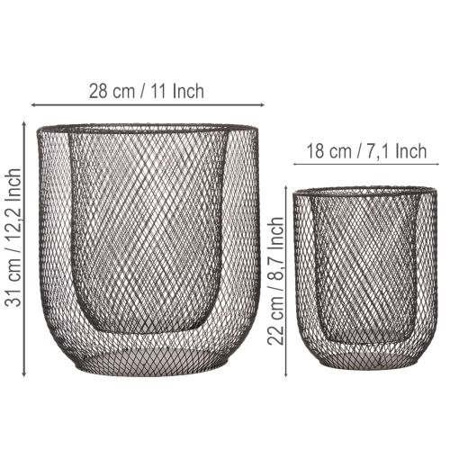 Bougeoir en fil de fer noir, Ø 28,5/18 cm, lot de 2 | Floristik24.fr