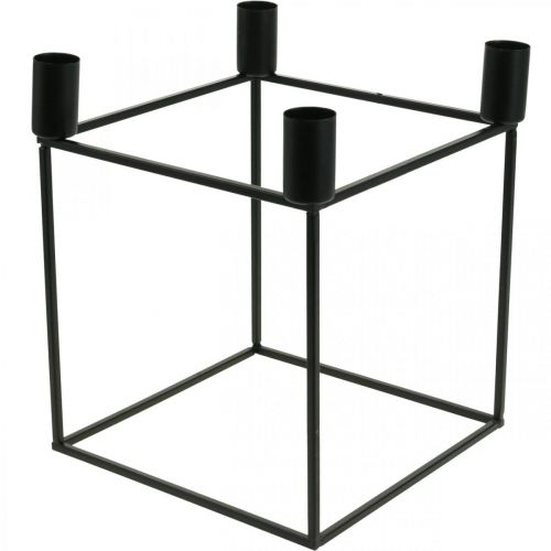 Floristik24 Bougeoir Bougeoir Cube Métal Noir 18cm