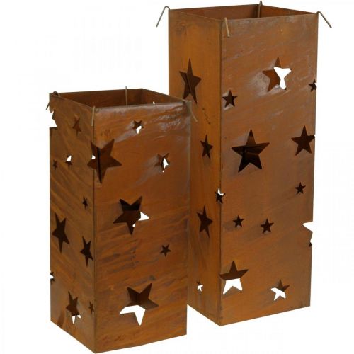 Bougeoir Noël patine décoration H40/50cm lot de 2