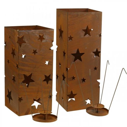 Article Bougeoir Noël patine décoration H40/50cm lot de 2