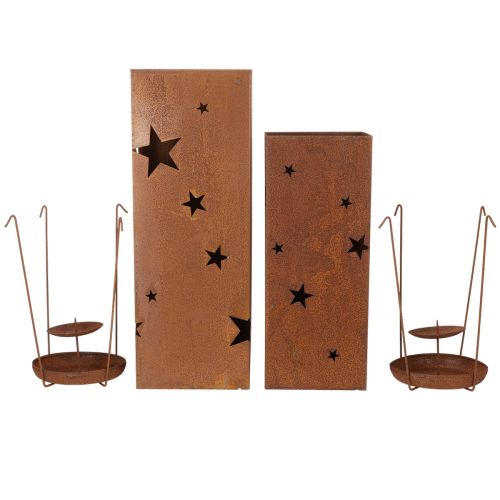 Article Bougeoirs de Noël, finition rustique, hauteur 40/50 cm, lot de 2