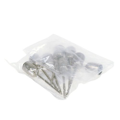 Floristik24 Bougeoir pour arbre bougie argent Ø1.2cm H7cm 8pcs