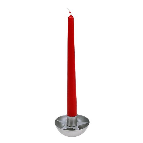 Floristik24 Bougeoir pour bougie cône argent Ø8cm H5cm