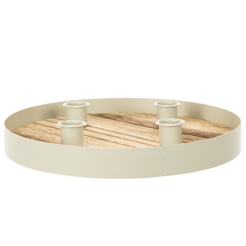 Support à bougies rond en bois et métal pour 4 bougies - 25 cm | Floristik24.fr