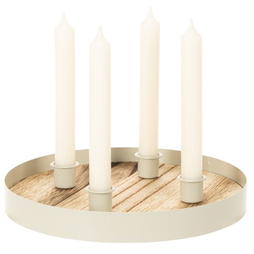 Support à bougies rond en bois et métal pour 4 bougies - 25 cm | Floristik24.fr