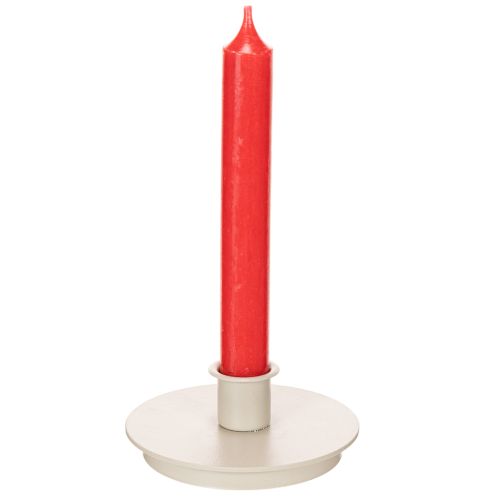 Bougeoir rond crème en métal pour bougies droites – Lot de 2 | Floristik24.fr