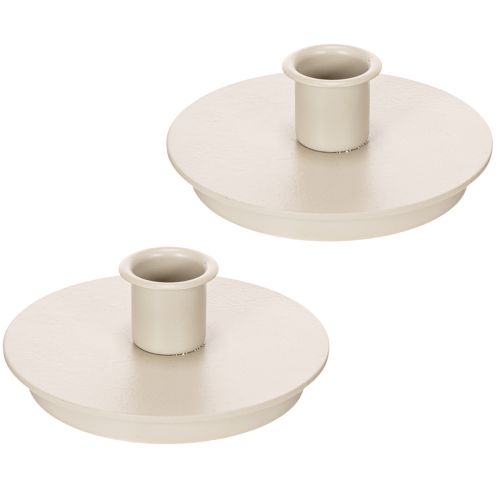 Bougeoir rond crème en métal pour bougies droites – Lot de 2 | Floristik24.fr