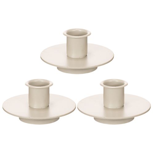 Petit bougeoir en métal beige mat pour bougies fines 8 cm - Lot de 3 | Floristik24.fr