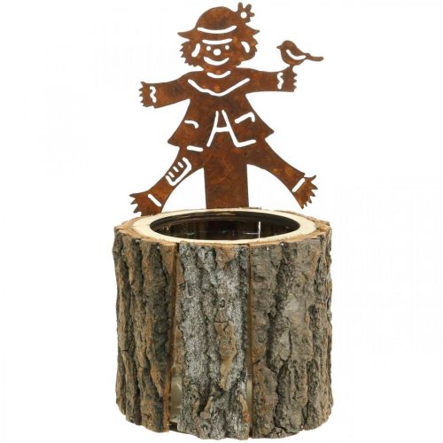 Cache-pot bois cache-pot aspect bois rouille épouvantail H24,5cm