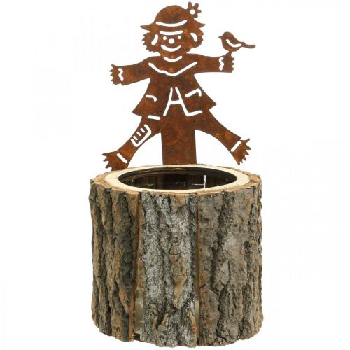 Floristik24 Cache-pot bois cache-pot aspect bois rouille épouvantail H24,5cm