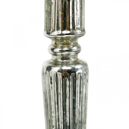 Floristik24 Lanterne Bougeoir en Verre Aspect Antique Argent Ø11.5cm H42.5cm