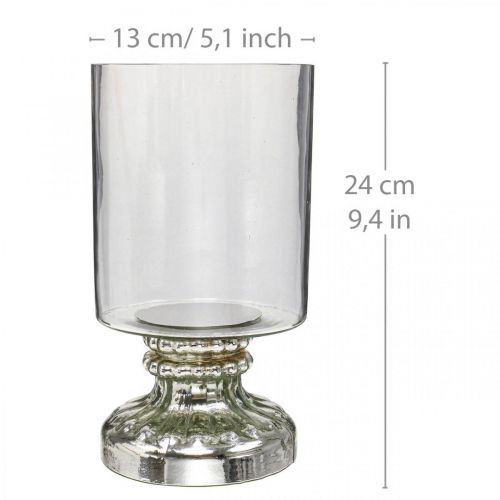 Floristik24 Lanterne verre bougie verre aspect antique argent Ø13cm H24cm