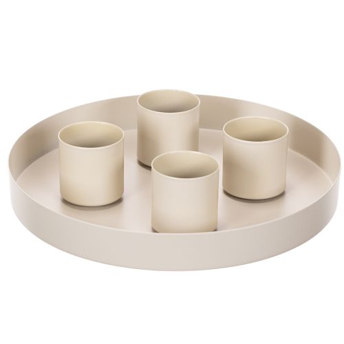 Set de 4 bougeoirs magnétiques en métal taupe pour bougies de 4 cm | Floristik24.fr