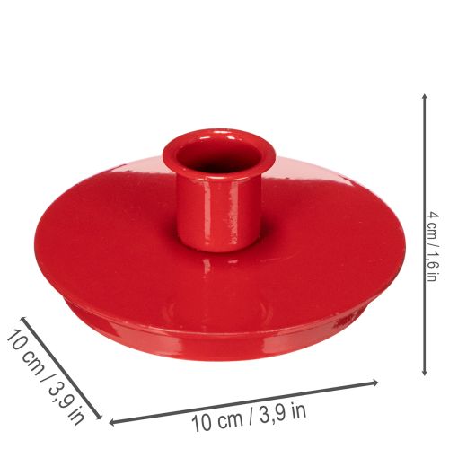 Bougeoir compact en métal rouge pour bougies fines 10 cm - Lot de 2 | Floristik24.fr