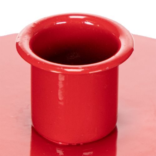 Bougeoir compact en métal rouge pour bougies fines 10 cm - Lot de 2 | Floristik24.fr