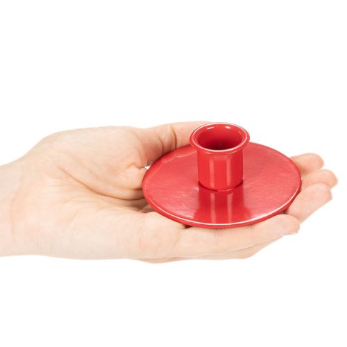 Set de 3 petits porte-bougies rouges en métal pour bougies fines, 8 cm | Floristik24.fr