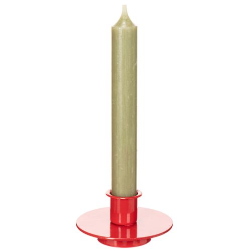 Set de 3 petits porte-bougies rouges en métal pour bougies fines, 8 cm | Floristik24.fr