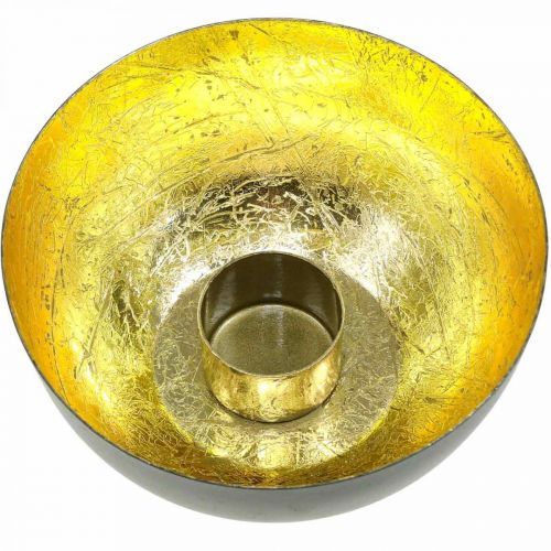 Floristik24 Bougeoir Black Gold Décoration de Noël Ø13cm H6.5cm