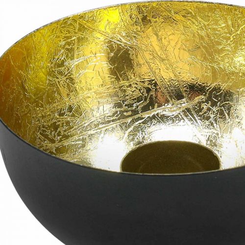 Floristik24 Bougeoir Black Gold Décoration de Noël Ø13cm H6.5cm