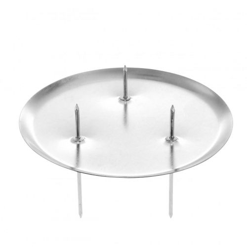 Floristik24 Bougeoir pour couronne de l&#39;Avent, Noël, décoration bougie à coller argent Ø10cm 4pcs
