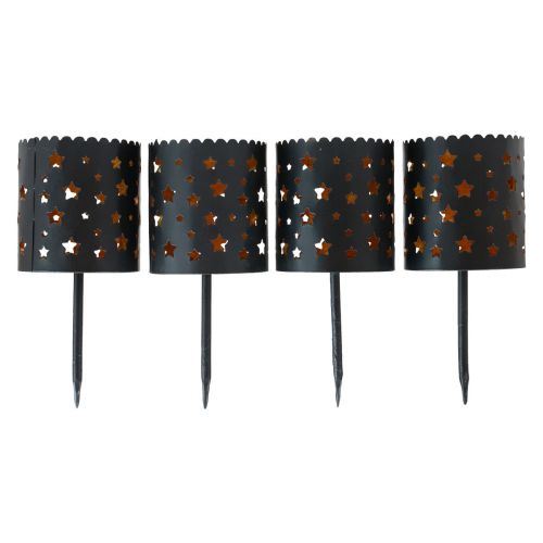 Floristik24 Bougeoir couronne de l&#39;Avent à coller noir doré Ø6cm 4pcs