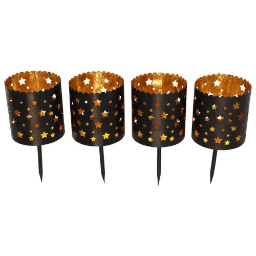 Bougeoir couronne de l&#39;Avent à coller noir doré Ø6cm 4pcs