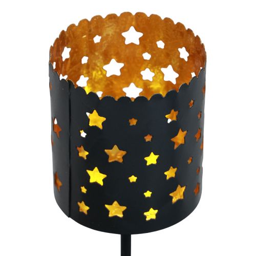 Floristik24 Bougeoir couronne de l'Avent à coller noir doré Ø6cm 4pcs