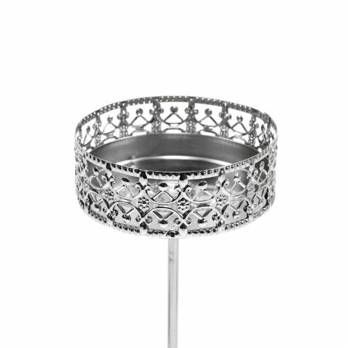 Floristik24 Bougeoir filigrane à brancher argent Ø6,4cm H12,5cm 4 pièces aspect antique