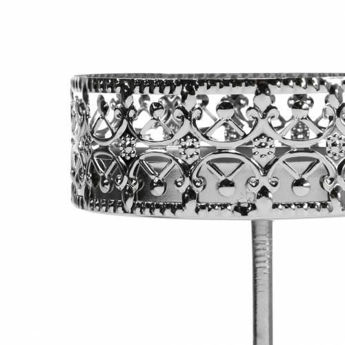 Floristik24 Bougeoir filigrane à brancher argent Ø6,4cm H12,5cm 4 pièces aspect antique