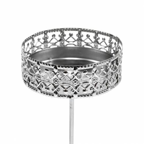Floristik24 Bougeoirs floraux à brancher en argent Ø7,4cm H12,5cm aspect antique 4 pcs
