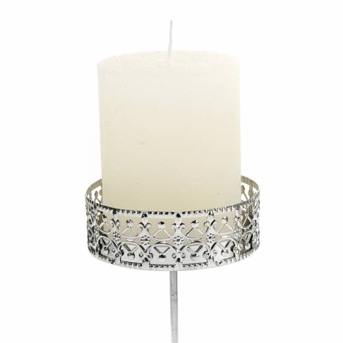 Floristik24 Bougeoirs floraux à brancher en argent Ø7,4cm H12,5cm aspect antique 4 pcs