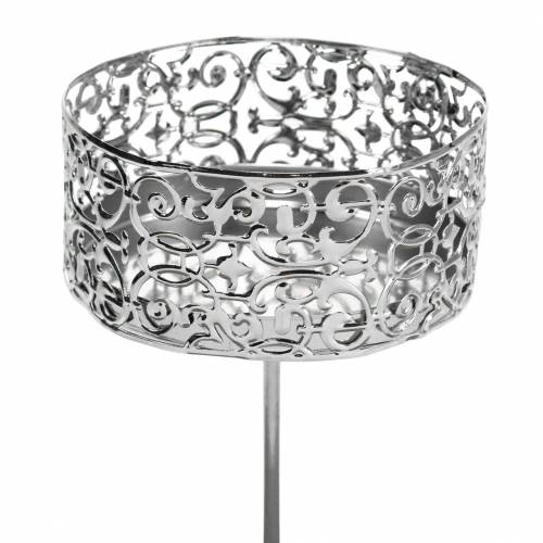 Floristik24 Bougeoirs floraux à brancher en argent Ø8,8cm H13,7cm 4 pièces aspect antique