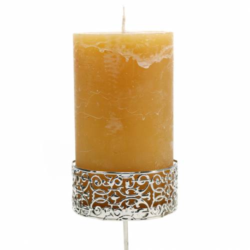 Floristik24 Bougeoirs floraux à brancher en argent Ø8,8cm H13,7cm 4 pièces aspect antique